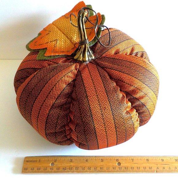 Fall Autumn Home Decor Fabric & Felt Pumpkins Set in (3) Different Sizes - Picture 4 of 6